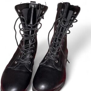 SHEIN Black Lace-Up Combat Boots w/ Side Zipper | Size 8 | New